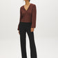 Coffee Bean Multi V-Neck Empire Cut Blouse - Front View - Suzy Shier