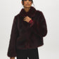 Brown Faux Fur Coat with Leather Detail - Alternate Color Front View - Suzy Shier