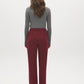 Merlot Mid-Rise Straight Leg Trousers - Woman Wearing Tailored Office Pants - Suzy Shier