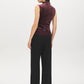 Dark Raisin Velvet Funnel Neck Top with Crochet Hem - Back View - Suzy Shier