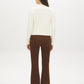 Ivory Mock Neck Sweater with Ribbed Trim - Back View - Suzy Shier