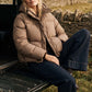 Plaid Short Puffer Jacket with Hood - Woman Wearing Ribbed Cuff Outerwear - Suzy Shier