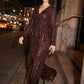 Espresso Sequin Wide-Leg Pant - Shimmering Evening Trousers - Le Chateau