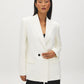 Off White Double-Breasted Blazer with Notch Collar - Side Profile View - Suzy Shier