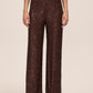 Espresso Sequin Wide-Leg Pant - Front View - Le Chateau