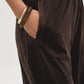 Coffee Bean Knit Velvet Wide-Leg Pull-On Pants - Pocket Detail - Suzy Shier