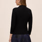 Black Rhinestone Collar Polo Sweater - Back View - Le Chateau
