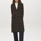 Plaid Brown Faux Wool Single-Breasted Coat - Woman Wearing Tailored Outerwear - Suzy Shier