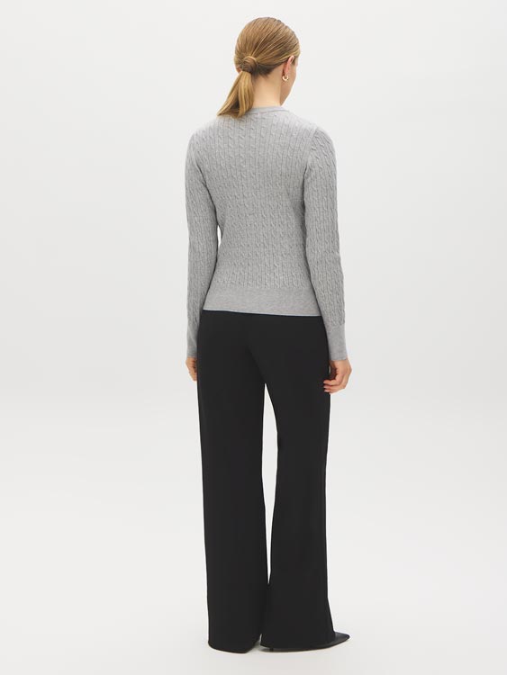 Lunar Melange Cable Knit Button-Front Cardigan - Back View - Suzy Shier