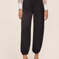 Black Satin Balloon Leg Pant - Front View - Le Chateau