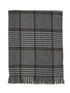 Grey/Brown Brushed Grey Grid Scarf with Fringes - Close-up Brushed Texture Detail - Suzy Shier