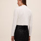 Black and Antique Cream Sequin Bolero with Puffy Sleeves - Back View - Le Chateau