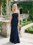Dark Sapphire Strapless Mermaid Hem Gown - Woman Wearing Formal Evening Dress - Le Chateau