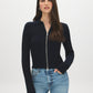 Inkwell Cable Stitch Zip-Front Sweater - Woman Wearing Knit Sweater with Collar - Suzy Shier