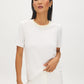 White Pearl-Detail Crew Neck Sweater Top - Woman Wearing Elegant Knit Top - Suzy Shier
