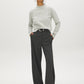 Grey Mix Mock Neck Sweater - Front View - Suzy Shier