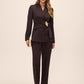 Chestnut Gold Trim Side Wrap Blazer - Front View - Le Chateau