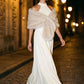 Antique Cream Sleeveless Satin Gown with Flared Hem - Woman Wearing Elegant Evening Dress - Le Chateau