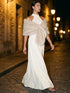 Antique Cream Sleeveless Satin Gown with Flared Hem - Woman Wearing Elegant Evening Dress - Le Chateau