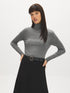 Fossil Grey Mix Turtleneck Sweater with Snap Detail - Side Profile View - Suzy Shier