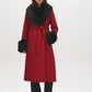 Dark Brown Melange Long Belted Faux Wool Coat - Front View - Suzy Shier
