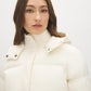 Cream Short Puffer Jacket with Hood - Close-up Front Detail - Suzy Shier