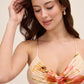 Rust and Sweet Clay Floral Satin V-Neck Pleated Midi Dress - Woman Wearing Elegant Midi Dress - Le Chateau