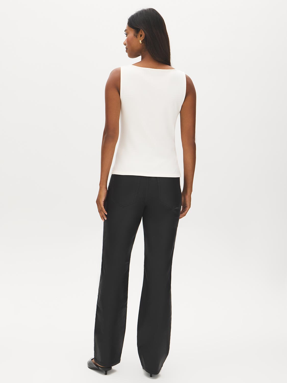 Winter White Rhinestone-Embellished Boat Neck Tank - Back View - Suzy Shier