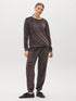 Coffee Diamond Pattern Plush PJ Set - Woman Wearing Soft Two-Piece Lounge Set - Suzy Shier