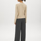 Oat Melange Button-Front Long Sleeve Cardigan - Back View - Suzy Shier