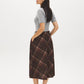 Brown Plaid Hacci Knit Pull-On Skirt - Side Profile View - Suzy Shier