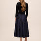 Sapphire/Black Baroque Jacquard Flared Skirt - Back View - Le Chateau