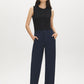 Black Sleeveless Ribbed Knit Sweater with Faux Button Placket - Front View - Suzy Shier