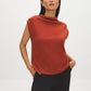 Arabian Spice Sleeveless Mock Neck Boxy Sweater Top - Woman Wearing Soft Knit Top - Suzy Shier
