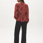 Apple Butter Printed Crinkle Satin Peplum Blouse - Back View - Suzy Shier
