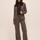 Oatmeal Check Double-Breasted Blazer - Front View - Le Chateau