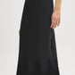 Black Lace Trim Satin Bias Column Skirt - Close-up Lace Hem Detail - Suzy Shier
