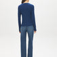 Estate Blue Cable Knit Button-Front Cardigan - Back View - Suzy Shier