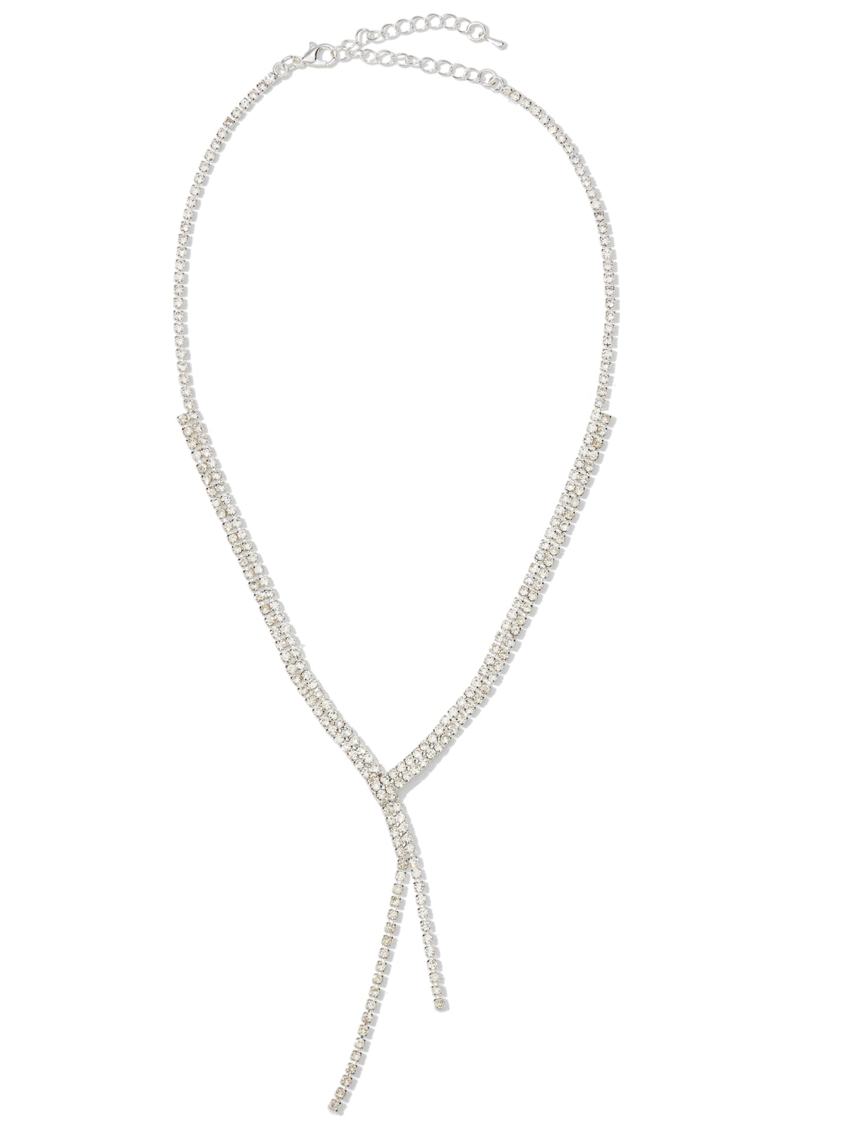 Silver Lariat Cupchain V-Detail Necklace - Close-up of V-Detail and Cupchain - Suzy Shier