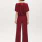 Lipstick Velvet Cropped Top with Balloon Sleeves - Back View - Suzy Shier
