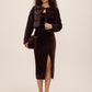 Chocolate Striped Fur Bolero - Full Body View - Le Chateau