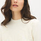 Ivory Mock Neck Sweater with Ribbed Trim - Close-up Fabric Detail - Suzy Shier