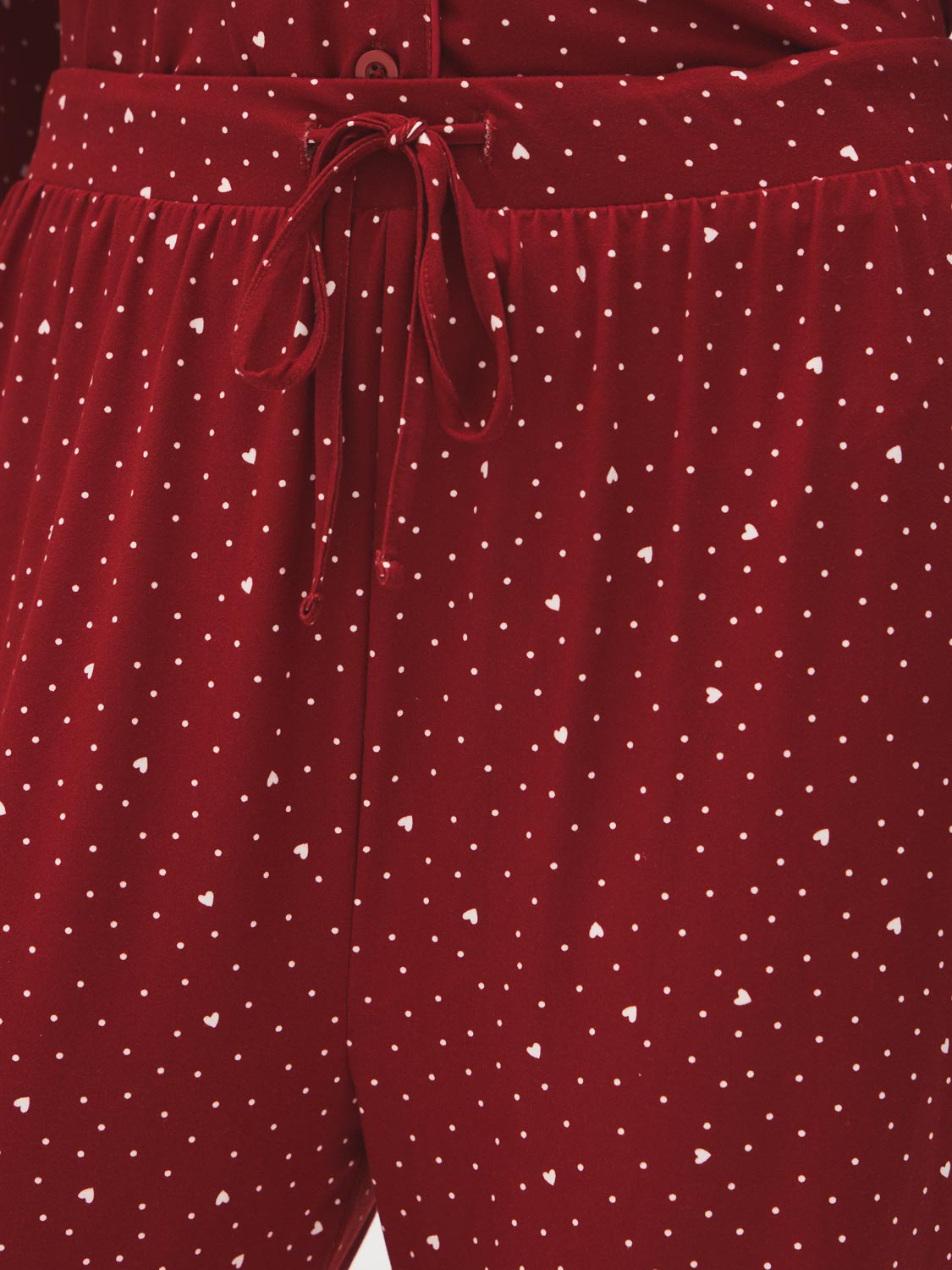 Winery Dots and Hearts Print PJ Set - Waistband Detail - Suzy Shier