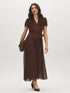 Milk Chocolate Textured Chiffon Midi Dress - Full Front View - Suzy Shier