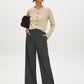 Oat Melange Button-Front Long Sleeve Cardigan - Front View - Suzy Shier
