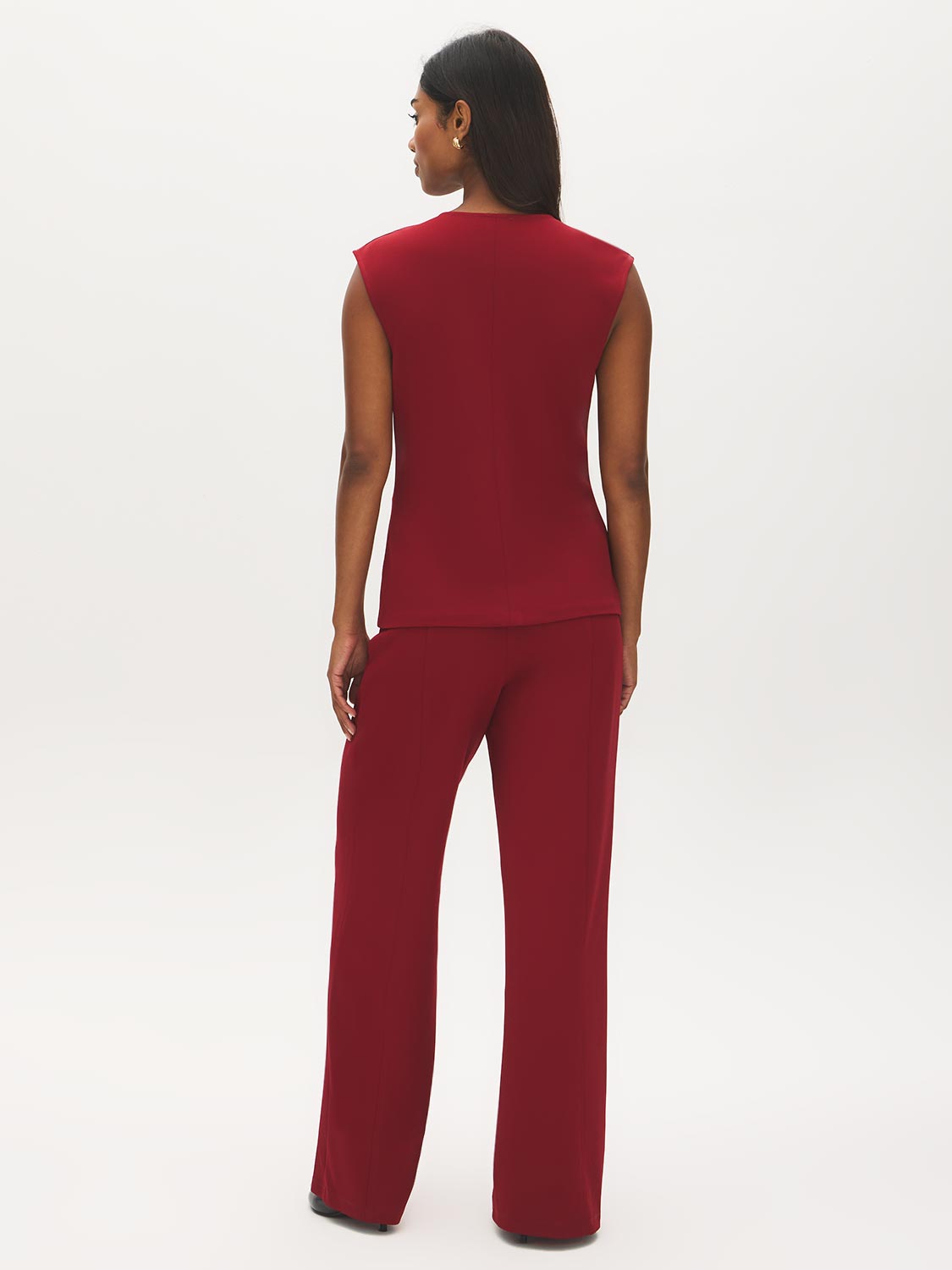 Red V-Neck Button-Front Knit Vest - Back View - Suzy Shier