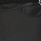 Black Faux Leather Straight Leg Pants - Close-up Fabric Detail - Suzy Shier