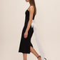 Black/White Knit Crepe Midi Sheath Dress - Side View - Le Chateau