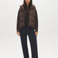 Brown Quilted Puffer Vest with Hood - Front View - Suzy Shier