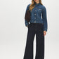 Dark Wash Drop Shoulder Denim Jacket - Front View - Suzy Shier